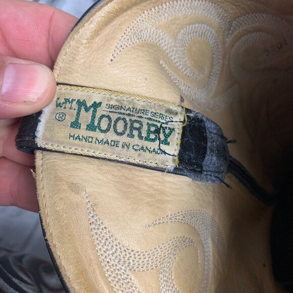 Vintage 90s WM. Moorby Black Leather Western Cowboy Boots - Picture 10 of 15